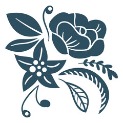 Branch leaf flower detailed silhouette