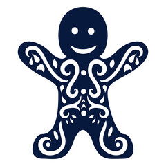 Gingerbread cookie man detailed silhouette