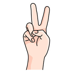 Peace hand sign cartoon