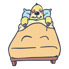 Obraz premium Sloth sleeping in bed cartoon