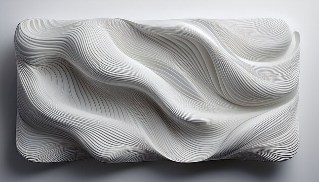 square light grey textured sculpted paper like object on white background crinkled wavy relief like surface smooth - Powered by Adobe