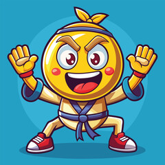 Obraz premium Energetic emoji warrior ready for martial arts battle