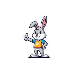 Cute cartoon rabbit giving a thumbs up gesture.