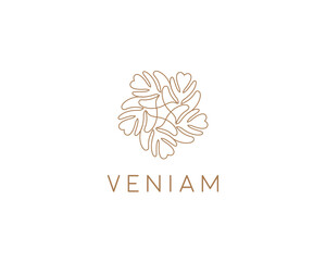 Line leaf tree flower logo design. Universal luxury boutique  sign
