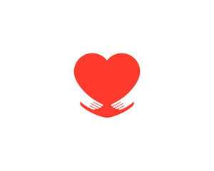 Abstract heart embrace logotype. Care symbol. Love hands icon  sign.