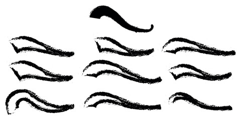 Crayon colorful scribbles and underline icon set vector. Hand drawn grunge scrawls, black charcoal scribbles, messy brush strokes symbol. vector illustration. 