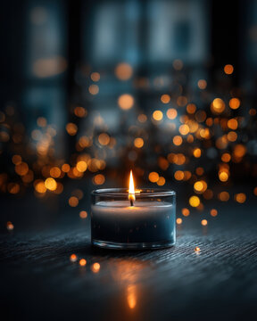 Vertical Mother?s Day background with single blurred candle and warm glowing light