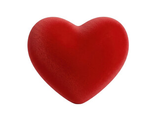 A single, vibrant red, textured heart shape, symbolizing love and romance, isolated on transparent background