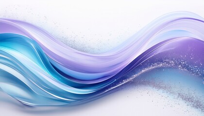 soft flowing curves of light blue and lavender accented with shimmering particles on a white background