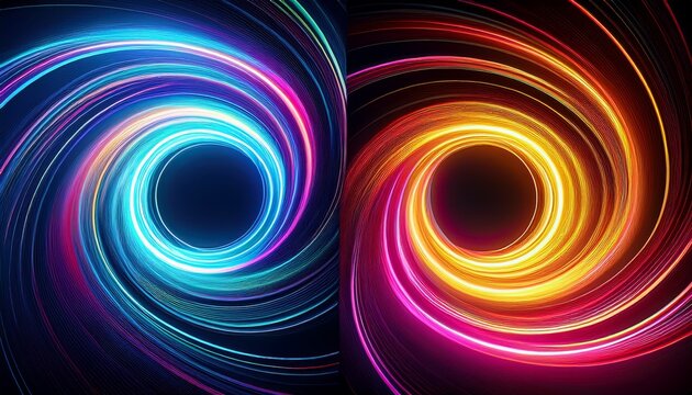 two swirling vibrant light trails - Powered by Adobe