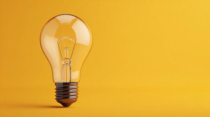 Bright idea concept with a lightbulb on a sunny yellow backdrop, perfect for showcasing innovation, inspiration, and creative solutions in your next project