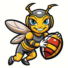 Cartoon bee character holding a shield