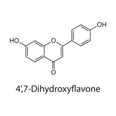 4',7-Dihydroxyflavone molecular structure, flavone derivative bioactive plant compound, clean scientific vector diagram, skeletal chemical formula