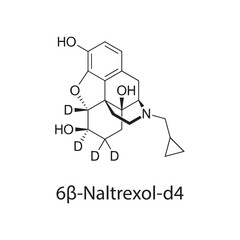 6β-Naltrexol-d4 molecular structure, deuterated opioid antagonist analytical standard, clean scientific vector diagram, skeletal chemical formula