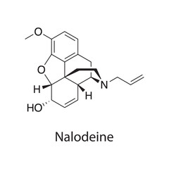 Nalodeine molecular structure, opioid antagonist–agonist drug, clean scientific vector diagram, skeletal chemical formula