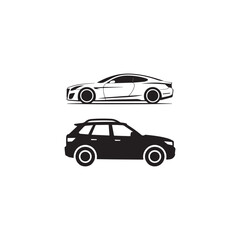 Fototapeta premium Car Silhouette Vector Illustration Two Stylish Vehicles Side View Design Graphics