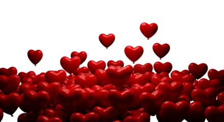 Romantic red hearts background with many heart shapes for valentines day