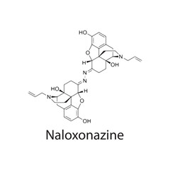 Naloxonazine molecular structure, irreversible μ-opioid receptor antagonist, clean scientific vector diagram, skeletal chemical formula