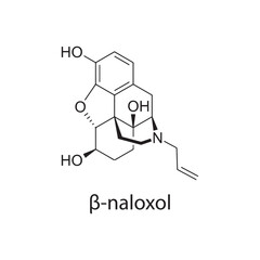 &beta;-Naloxol molecular structure, opioid receptor antagonist metabolite, clean scientific vector diagram, skeletal chemical formula