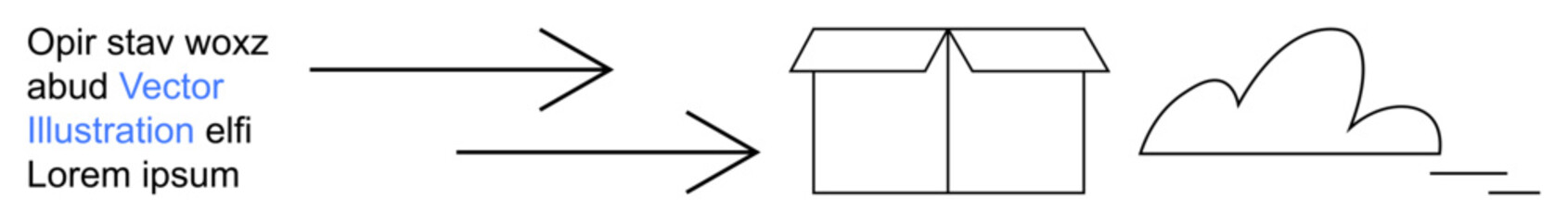 Technology, data storage, cloud computing, logistics, efficiency, connectivity. Arrows pointing towards a box transitioning to a cloud. Data storage and cloud computing concept