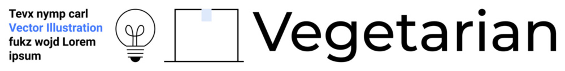 Healthy living, vegetarian lifestyle, minimal design, diet, eco-friendly habits, education. Text with the word Vegetarian and light bulb graphic. Healthy living and vegetarian concept