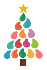 A Christmas tree crafted from a rainbow of nail polish smears