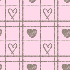 Simple Heart Pattern on Pink Background With Grid Design for Crafts and Decorations