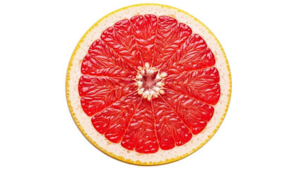 Cross- Section of a Pink Grapefruit Slice isolated on a transparent background