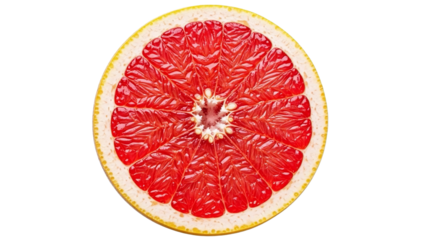 Cross- Section of a Pink Grapefruit Slice isolated on a transparent background