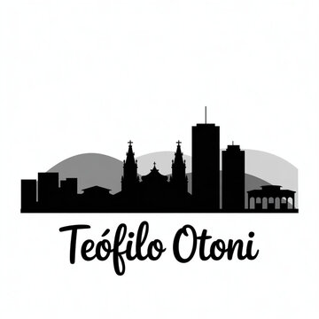 Te&oacute;filo Otoni Brazil Skyline Silhouette &mdash; Minas Gerais Hill City Vector Illustration