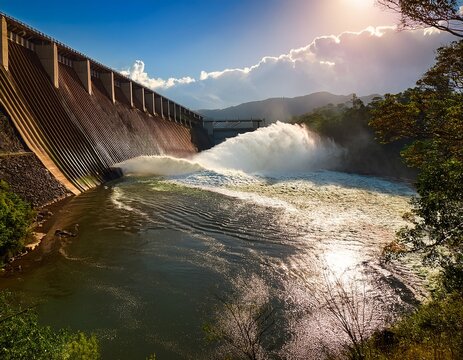 dam releasing water - Powered by Adobe