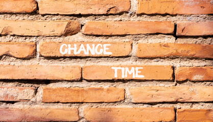 Chance time symbol. Concept word Chance time on beautiful old brown brick wall. Beautiful old brown...