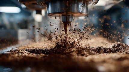 Precision metalworking in action with shavings flying - modern industrial innovation