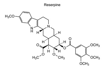 Reserpine, chemical structure of reserpine, drug substance