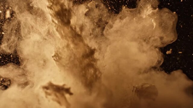 Abstract cloud like substance explosion against black background