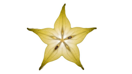 Slice of Star Fruit with Seeds isolated on a transparent background