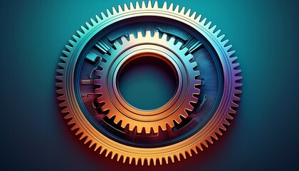 stylized gear outline symbolizing mechanics and engineering processes with copy space