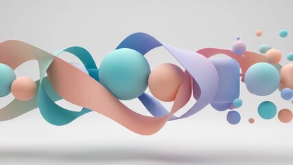 Abstract geometric shapes floating with soft pastel color palette