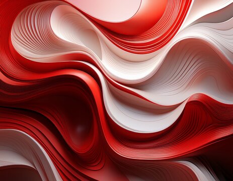 a close up abstract structure featuring red and white curved interconnected shapes with a smooth organic appearance - Powered by Adobe