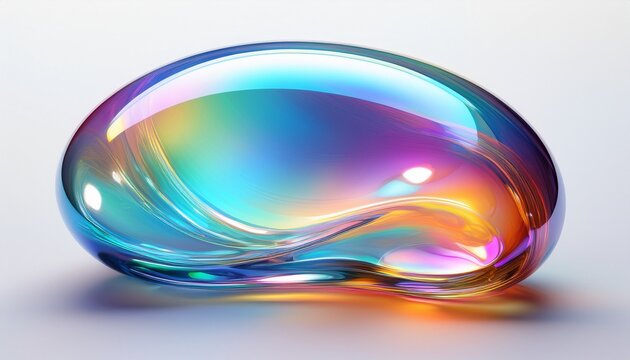 colorful translucent blob with an iridescent sheen against a white background