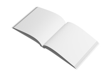 Square Softcover Book White Blank 3D Rendering Transparent Background Mockup PNG