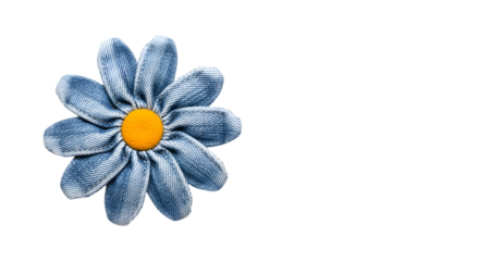 Denim flower isolated on white background, a charming and rustic decoration