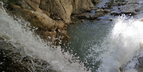 Caucasus Mountains natural mountain forest, pine trees, waterfalls, red flowers and high quality nature photographer discount landscape images for designers
