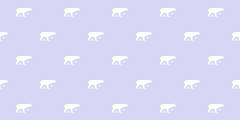 Winter Polar Bear Snow Seamless Pattern Background