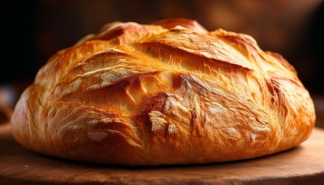 baked bread crust showcasing golden brown texture capturing delicious freshness traditional artisan cooking and a rustic food background