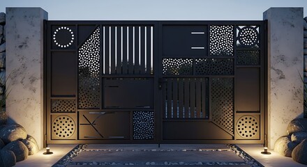 Antique wooden door architecture design in an old town building wall