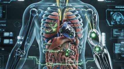 Human body anatomy digital representation with internal organs and medical data - Powered by Adobe
