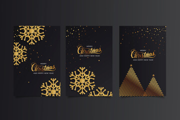 merry Christmas Cards with Gold Decorations merry christmas greeting card template design