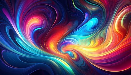 abstract fractal art background of colorful swirling liquid colors and digital light waves