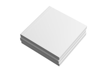 Square Softcover Book White Blank 3D Rendering Transparent Background Mockup PNG
